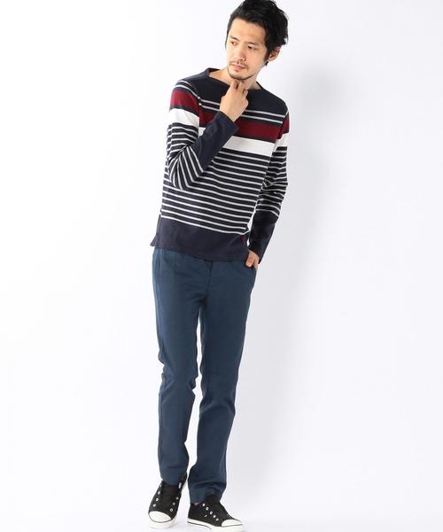 coen（コーエン）の「パネルボーダーボートネックカットソー（Tシャツ/カットソー・メンズ・ネイビー/グレー/オフホワイト・SMALL/MEDIUM/X-LARGE/LARGE）」の7枚目の写真