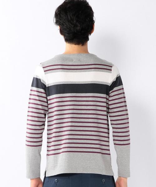 coen（コーエン）の「パネルボーダーボートネックカットソー（Tシャツ/カットソー・メンズ・ネイビー/グレー/オフホワイト・SMALL/MEDIUM/X-LARGE/LARGE）」の12枚目の写真