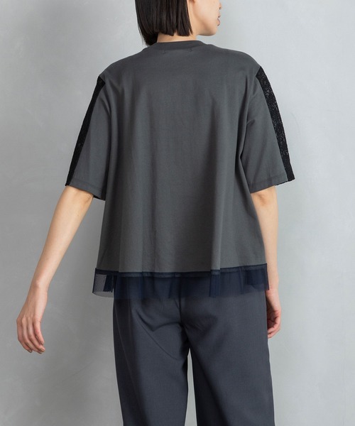 MARECHAL TERRE(マルシャルテル)の「レース切替えトップス(Tシャツ/カットソー・レディース・グレー/ブラック/ライトグレー/ネイビー・MEDIUM)」の17枚目の写真