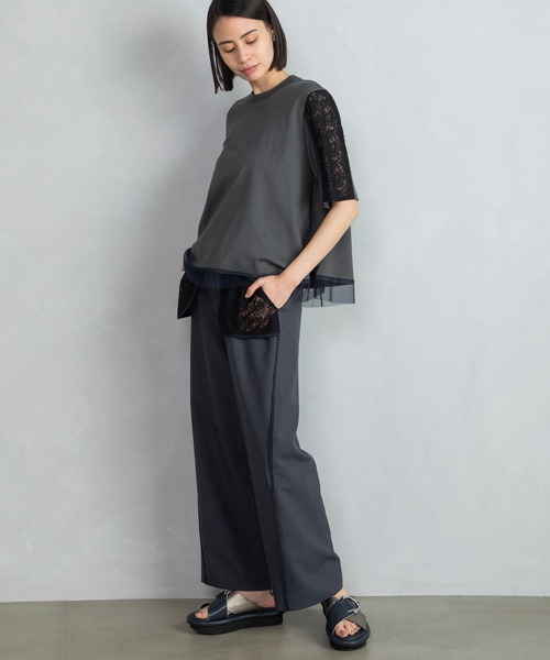MARECHAL TERRE(マルシャルテル)の「レース切替えトップス(Tシャツ/カットソー・レディース・グレー/ブラック/ライトグレー/ネイビー・MEDIUM)」の18枚目の写真