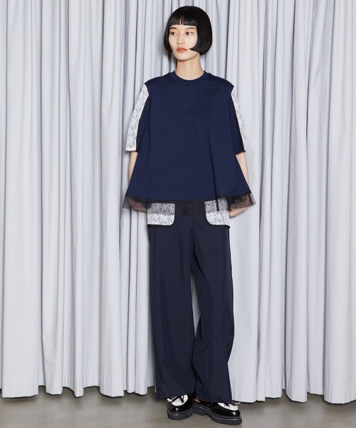 MARECHAL TERRE(マルシャルテル)の「レース切替えトップス(Tシャツ/カットソー・レディース・グレー/ブラック/ライトグレー/ネイビー・MEDIUM)」の5枚目の写真