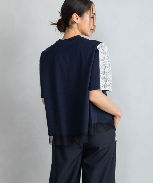 MARECHAL TERRE(マルシャルテル)の「レース切替えトップス(Tシャツ/カットソー・レディース・グレー/ブラック/ライトグレー/ネイビー・MEDIUM)」の9枚目の写真