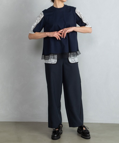 MARECHAL TERRE(マルシャルテル)の「レース切替えトップス(Tシャツ/カットソー・レディース・グレー/ブラック/ライトグレー/ネイビー・MEDIUM)」の15枚目の写真