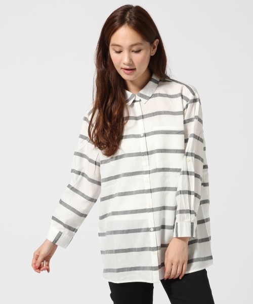 GLOBAL WORK（グローバルワーク）の「コットンテンセルロングシャツ長袖/566265（シャツ/ブラウス・レディース・ホワイト/ホワイト系その他/その他/ライトブルー/その他2/ブルー/カーキ・SMALL/LARGE/MEDIUM）」の7枚目の写真