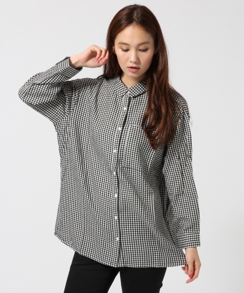 GLOBAL WORK（グローバルワーク）の「コットンテンセルロングシャツ長袖/566265（シャツ/ブラウス・レディース・ホワイト/ホワイト系その他/その他/ライトブルー/その他2/ブルー/カーキ・SMALL/LARGE/MEDIUM）」の6枚目の写真