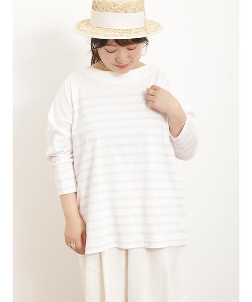 Samansa Mos2(サマンサ モスモス)の「パネルボーダーロンT(Tシャツ/カットソー・レディース・ブラック/ラベンダー/イエロー/ネイビー・F)」の1枚目の写真