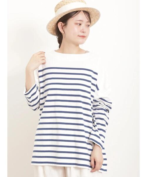 Samansa Mos2(サマンサ モスモス)の「パネルボーダーロンT(Tシャツ/カットソー・レディース・ブラック/ラベンダー/イエロー/ネイビー・F)」の5枚目の写真