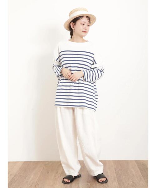 Samansa Mos2(サマンサ モスモス)の「パネルボーダーロンT(Tシャツ/カットソー・レディース・ブラック/ラベンダー/イエロー/ネイビー・F)」の6枚目の写真