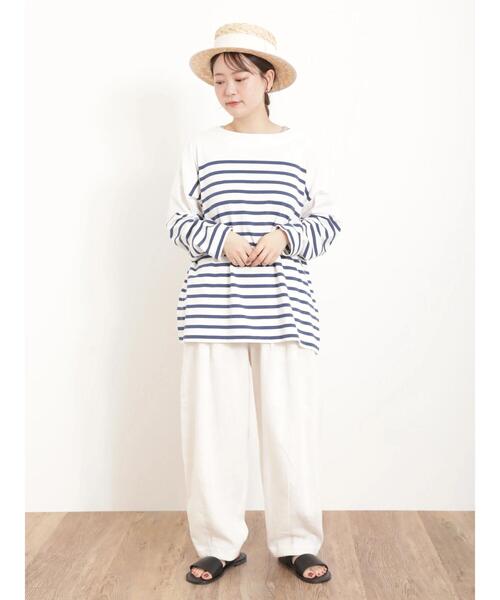 Samansa Mos2(サマンサ モスモス)の「パネルボーダーロンT(Tシャツ/カットソー・レディース・ブラック/ラベンダー/イエロー/ネイビー・F)」の7枚目の写真