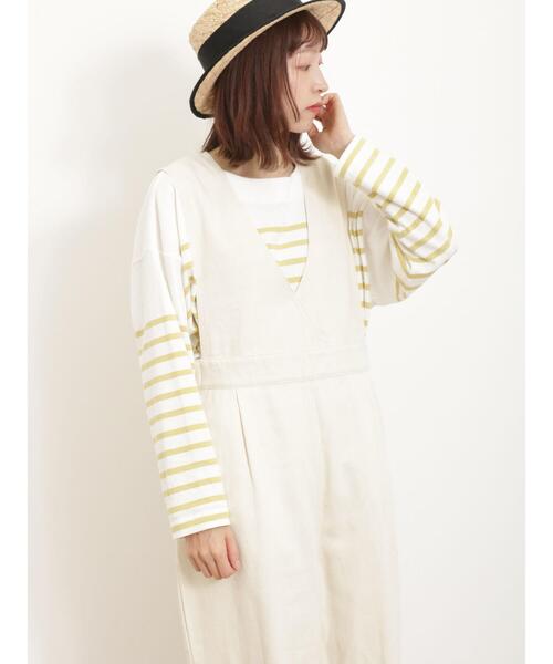 Samansa Mos2(サマンサ モスモス)の「パネルボーダーロンT(Tシャツ/カットソー・レディース・ブラック/ラベンダー/イエロー/ネイビー・F)」の12枚目の写真