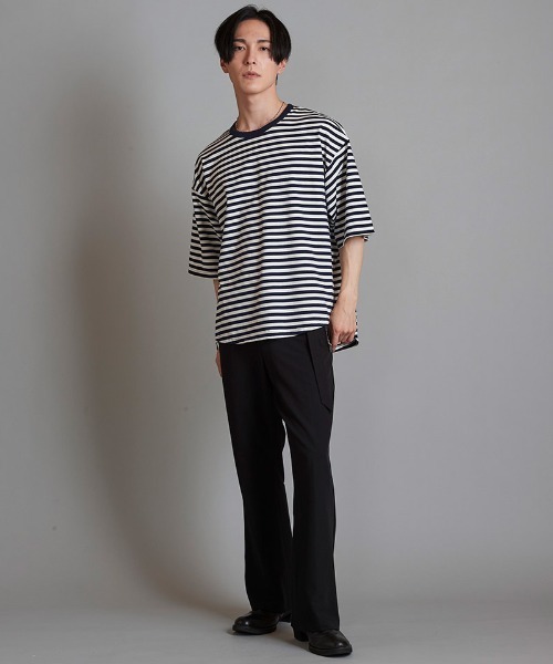 NO ID.(ノーアイディ)の「mt8980- ラウンドボーダーU-N-T Tシャツ(Tシャツ/カットソー・メンズ・ブラック/グレー/ネイビー・1/2)」の22枚目の写真