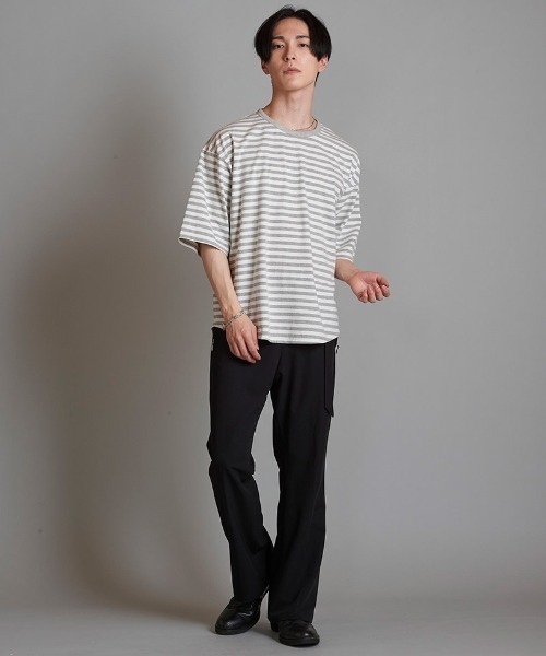 NO ID.(ノーアイディ)の「mt8980- ラウンドボーダーU-N-T Tシャツ(Tシャツ/カットソー・メンズ・ブラック/グレー/ネイビー・1/2)」の14枚目の写真