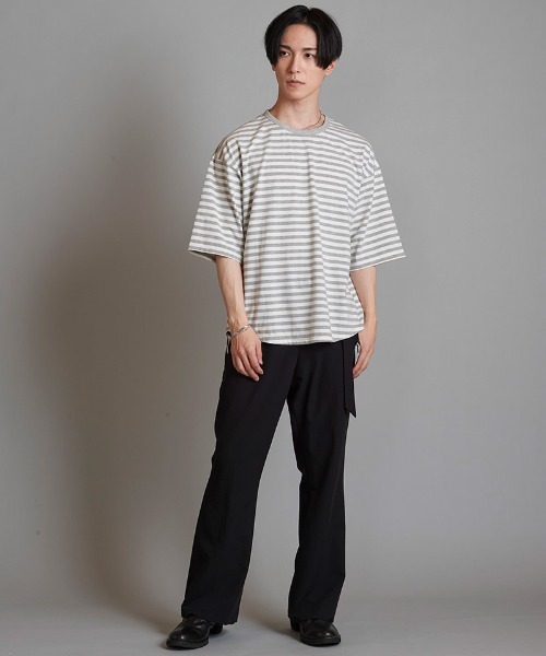 NO ID.(ノーアイディ)の「mt8980- ラウンドボーダーU-N-T Tシャツ(Tシャツ/カットソー・メンズ・ブラック/グレー/ネイビー・1/2)」の15枚目の写真