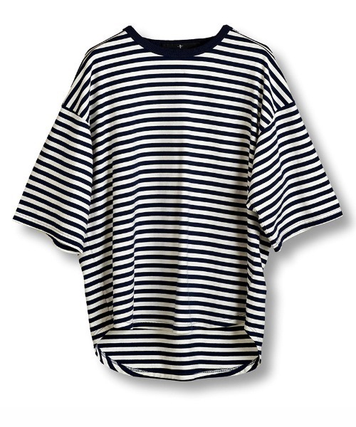 NO ID.(ノーアイディ)の「mt8980- ラウンドボーダーU-N-T Tシャツ(Tシャツ/カットソー・メンズ・ブラック/グレー/ネイビー・1/2)」の8枚目の写真