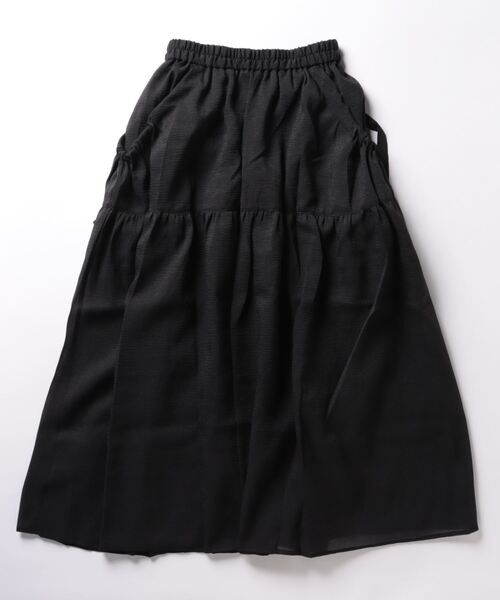 STYLEBLOCK(スタイルブロック)の「ワッシャーシアーリボンギャザースカート(スカート・レディース・ブラック/ホワイト・M)」の3枚目の写真