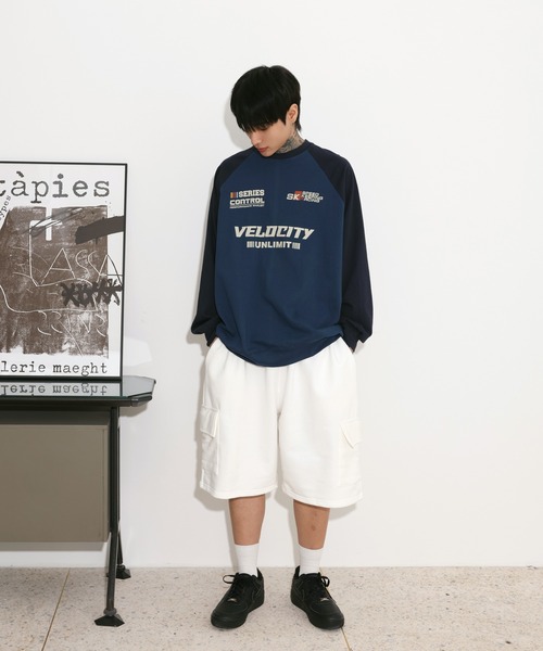 FOLLOWIN（フォロウィン）の「[UNISEX][ストリートファッション] カーゴ 7分丈トレーニングスポーティーバミューダワイドパンツ（スウェットパンツ・レディース・アイボリー/ブラック/チャコール・FREE）」の4枚目の写真