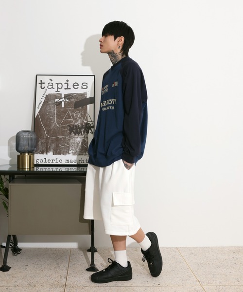 FOLLOWIN（フォロウィン）の「[UNISEX][ストリートファッション] カーゴ 7分丈トレーニングスポーティーバミューダワイドパンツ（スウェットパンツ・レディース・アイボリー/ブラック/チャコール・FREE）」の6枚目の写真