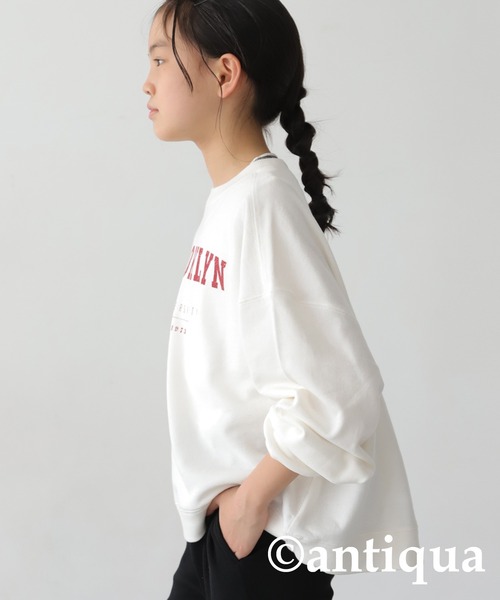 antiqua（アンティカ）の「カレッジロゴプルオーバー（スウェット・キッズ・ブラック/杢グレー/オフホワイト・150/140/160）」の5枚目の写真