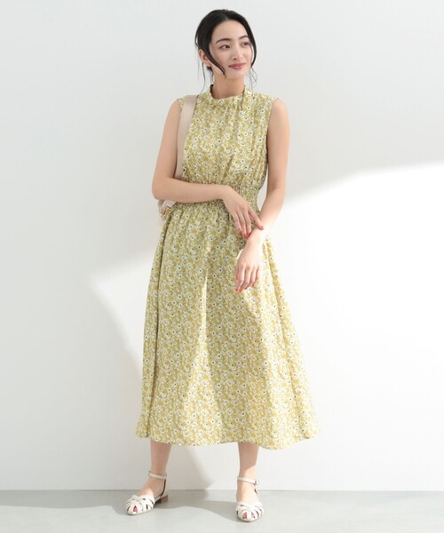BEAMS HEART(ビームスハート)の「BEAMS HEART / 小花柄 タイカラー ワンピース(ワンピース・レディース・イエロー系その他5/グリーン/ネイビー・FREE)」の6枚目の写真