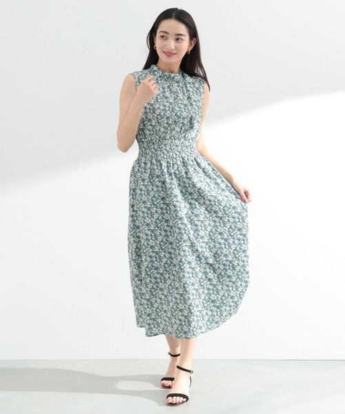 BEAMS HEART(ビームスハート)の「BEAMS HEART / 小花柄 タイカラー ワンピース(ワンピース・レディース・イエロー系その他5/グリーン/ネイビー・FREE)」の7枚目の写真