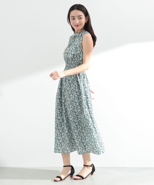 BEAMS HEART(ビームスハート)の「BEAMS HEART / 小花柄 タイカラー ワンピース(ワンピース・レディース・イエロー系その他5/グリーン/ネイビー・FREE)」の8枚目の写真