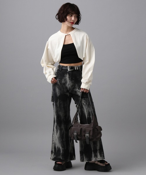 PAGEBOY（ページボーイ）の「ホックカットボレロ（カーディガン/ボレロ・レディース・ブラック/オフホワイト/ターコイズブルー・FREE）」の5枚目の写真