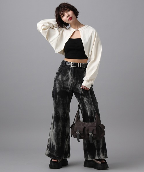 PAGEBOY（ページボーイ）の「ホックカットボレロ（カーディガン/ボレロ・レディース・ブラック/オフホワイト/ターコイズブルー・FREE）」の6枚目の写真