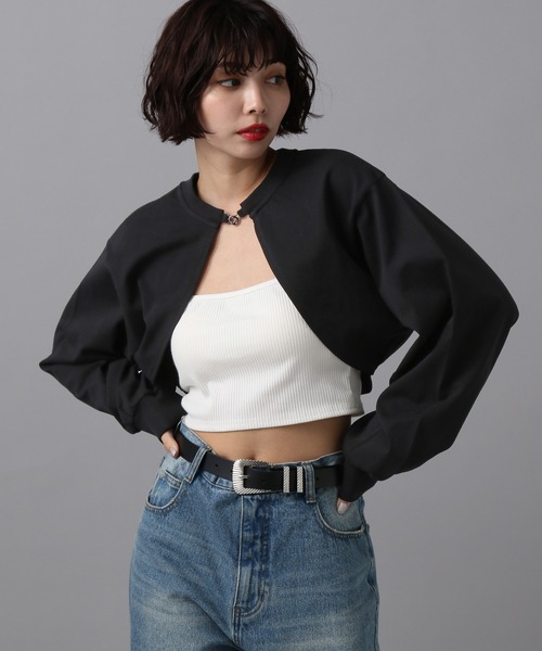 PAGEBOY（ページボーイ）の「ホックカットボレロ（カーディガン/ボレロ・レディース・ブラック/オフホワイト/ターコイズブルー・FREE）」の9枚目の写真