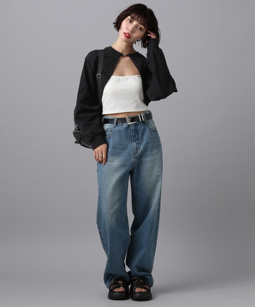 PAGEBOY（ページボーイ）の「ホックカットボレロ（カーディガン/ボレロ・レディース・ブラック/オフホワイト/ターコイズブルー・FREE）」の10枚目の写真