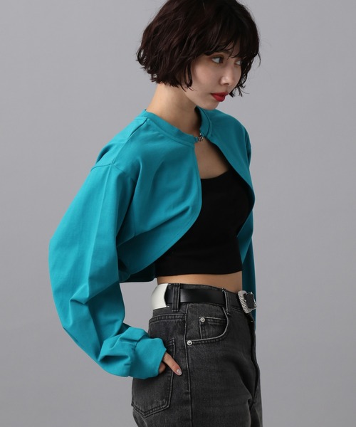 PAGEBOY（ページボーイ）の「ホックカットボレロ（カーディガン/ボレロ・レディース・ブラック/オフホワイト/ターコイズブルー・FREE）」の14枚目の写真