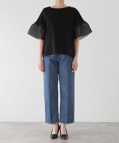 La TOTALITE(ラトータリテ)の「ボイルギャザースリーブカットソー(Tシャツ/カットソー・レディース・ホワイト/ブラック・FREE)」の10枚目の写真