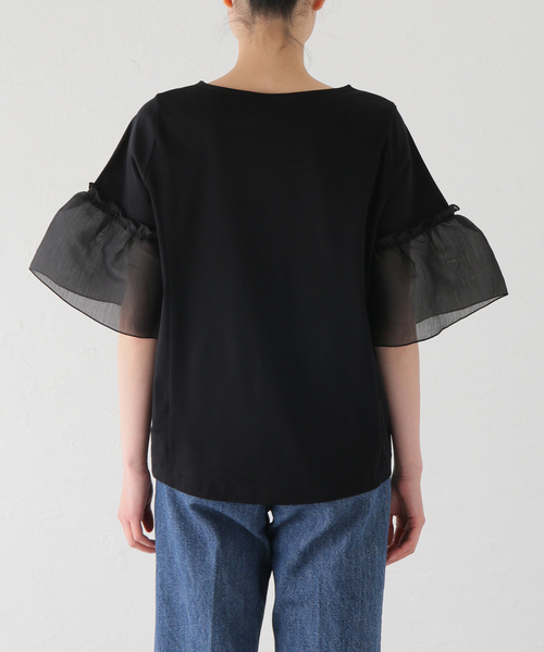 La TOTALITE(ラトータリテ)の「ボイルギャザースリーブカットソー(Tシャツ/カットソー・レディース・ホワイト/ブラック・FREE)」の13枚目の写真