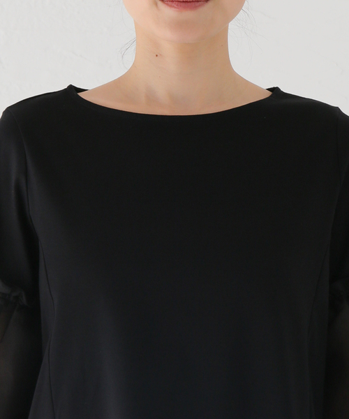 La TOTALITE(ラトータリテ)の「ボイルギャザースリーブカットソー(Tシャツ/カットソー・レディース・ホワイト/ブラック・FREE)」の14枚目の写真