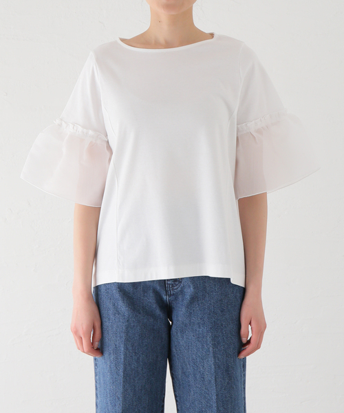 La TOTALITE(ラトータリテ)の「ボイルギャザースリーブカットソー(Tシャツ/カットソー・レディース・ホワイト/ブラック・FREE)」の22枚目の写真