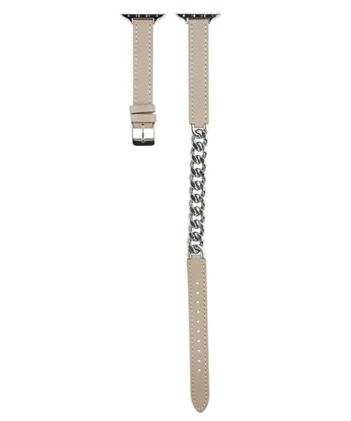 UNii（ユニー）の「レザーチェーンバンド Apple Watch バンド ベルト41/40/38mm 高見え 異素材 二重巻き（デジタル腕時計・レディース・ホワイト/ブラック/ベージュ/ブラウン/グレー/グレイッシュベージュ・ONE SIZE）」の5枚目の写真
