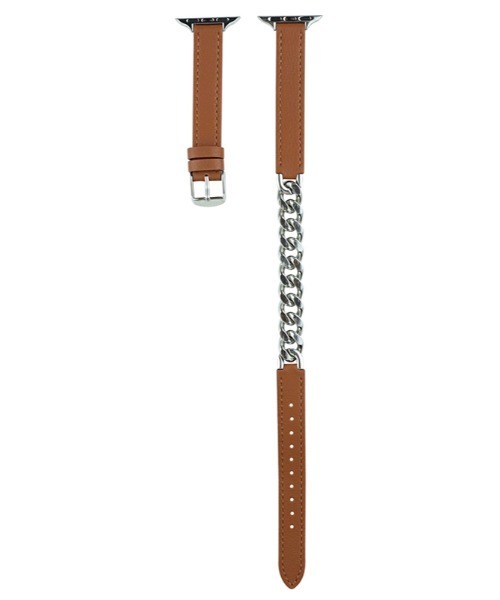 UNii（ユニー）の「レザーチェーンバンド Apple Watch バンド ベルト41/40/38mm 高見え 異素材 二重巻き（デジタル腕時計・レディース・ホワイト/ブラック/ベージュ/ブラウン/グレー/グレイッシュベージュ・ONE SIZE）」の4枚目の写真