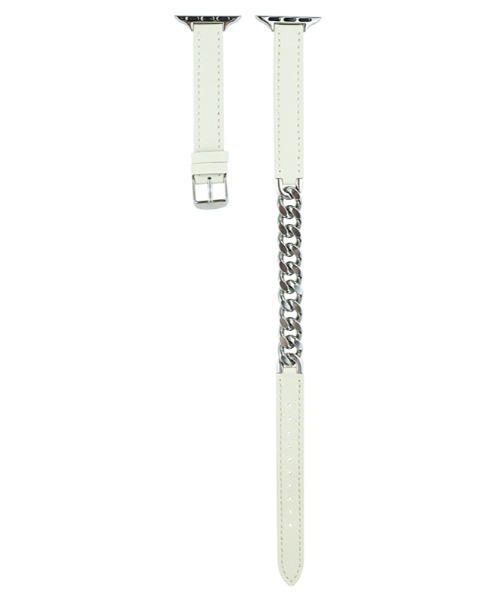 UNii（ユニー）の「レザーチェーンバンド Apple Watch バンド ベルト41/40/38mm 高見え 異素材 二重巻き（デジタル腕時計・レディース・ホワイト/ブラック/ベージュ/ブラウン/グレー/グレイッシュベージュ・ONE SIZE）」の2枚目の写真