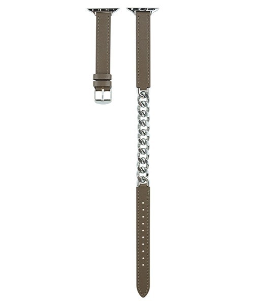UNii（ユニー）の「レザーチェーンバンド Apple Watch バンド ベルト41/40/38mm 高見え 異素材 二重巻き（デジタル腕時計・レディース・ホワイト/ブラック/ベージュ/ブラウン/グレー/グレイッシュベージュ・ONE SIZE）」の6枚目の写真