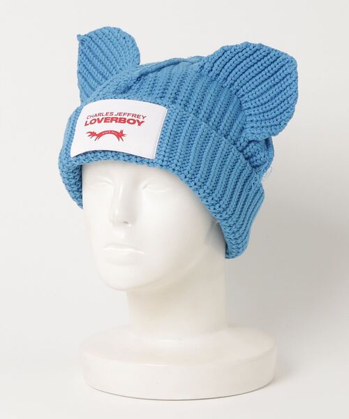 Charles Jeffrey Loverboy（チャールズジェフリーラバーボーイ）の「CHUNKY EARS BEANIE（ニットキャップ/ビーニー・レディース・ブルー/ブラック・ONE SIZE）」の5枚目の写真