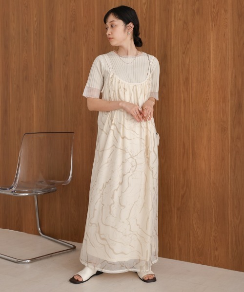 Bab(バブ)の「【S・Mサイズ展開】マーブルシアーメッシュキャミワンピース(ワンピース・レディース・アイボリー/ベージュ/モカ・S/M)」の18枚目の写真