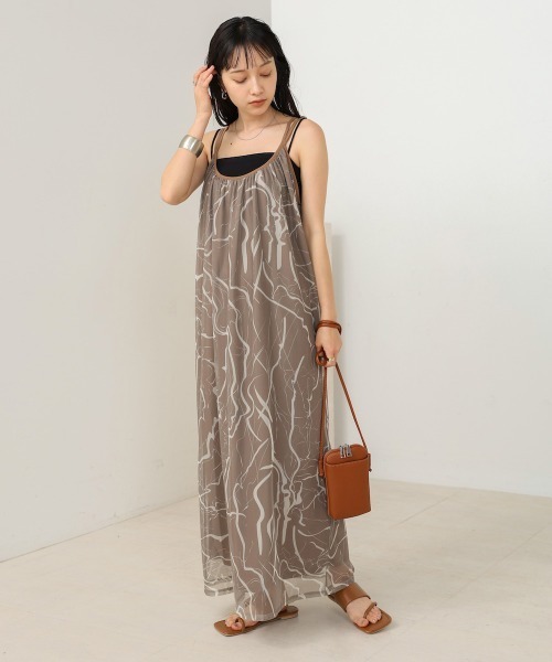 Bab(バブ)の「【S・Mサイズ展開】マーブルシアーメッシュキャミワンピース(ワンピース・レディース・アイボリー/ベージュ/モカ・S/M)」の19枚目の写真