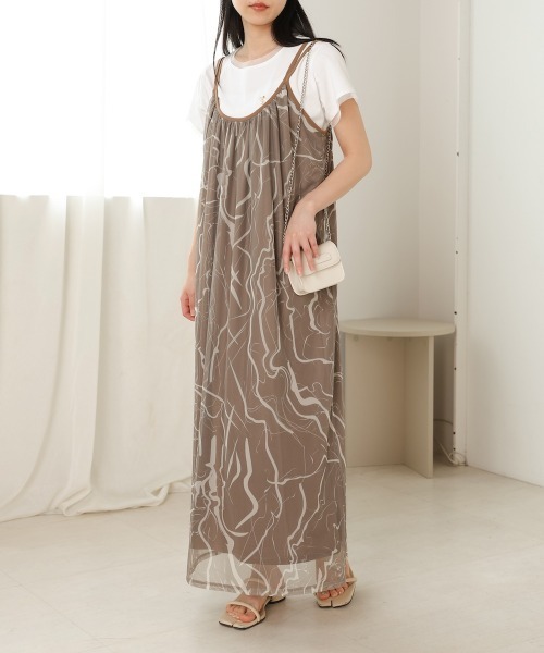 Bab(バブ)の「【S・Mサイズ展開】マーブルシアーメッシュキャミワンピース(ワンピース・レディース・アイボリー/ベージュ/モカ・S/M)」の20枚目の写真