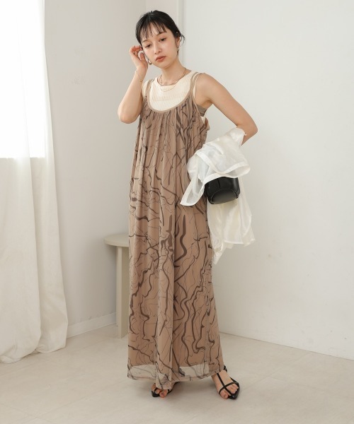 Bab(バブ)の「【S・Mサイズ展開】マーブルシアーメッシュキャミワンピース(ワンピース・レディース・アイボリー/ベージュ/モカ・S/M)」の22枚目の写真