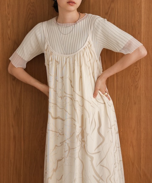 Bab(バブ)の「【S・Mサイズ展開】マーブルシアーメッシュキャミワンピース(ワンピース・レディース・アイボリー/ベージュ/モカ・S/M)」の12枚目の写真