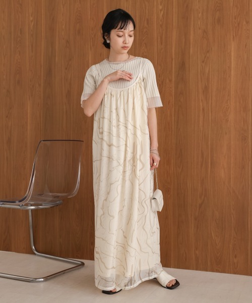 Bab(バブ)の「【S・Mサイズ展開】マーブルシアーメッシュキャミワンピース(ワンピース・レディース・アイボリー/ベージュ/モカ・S/M)」の13枚目の写真