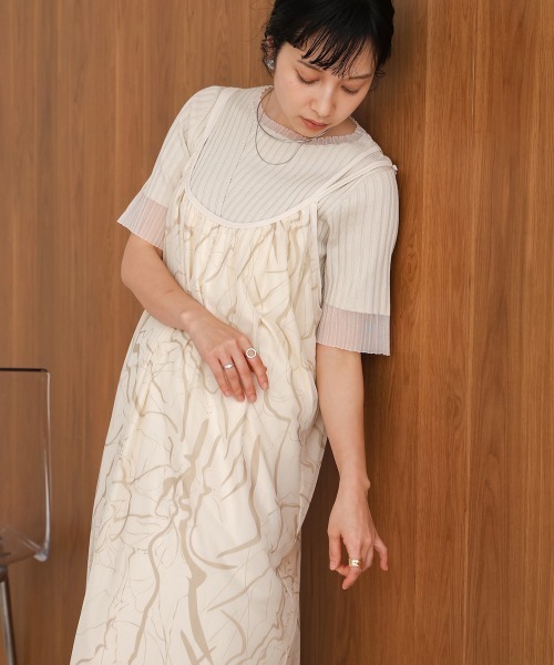 Bab(バブ)の「【S・Mサイズ展開】マーブルシアーメッシュキャミワンピース(ワンピース・レディース・アイボリー/ベージュ/モカ・S/M)」の14枚目の写真