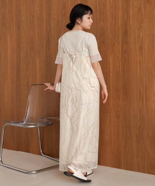 Bab(バブ)の「【S・Mサイズ展開】マーブルシアーメッシュキャミワンピース(ワンピース・レディース・アイボリー/ベージュ/モカ・S/M)」の5枚目の写真
