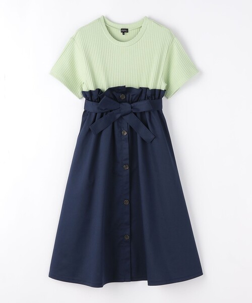 green label relaxing(グリーンレーベルリラクシング)の「テレコ×ツイル ワンピース 140cm-160cm(ワンピース・キッズ・ベージュ/ネイビー・140cm/150cm/160cm)」の2枚目の写真