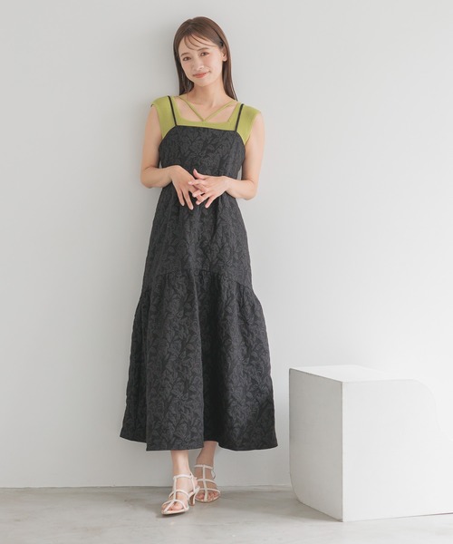 mysty woman（ミスティウーマン）の「フラワージャガードキャミワンピース　135300（ワンピース・レディース・オフホワイト/ブラック/グリーン・FREE）」の15枚目の写真