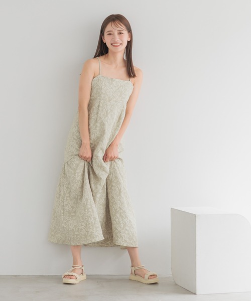 mysty woman（ミスティウーマン）の「フラワージャガードキャミワンピース　135300（ワンピース・レディース・オフホワイト/ブラック/グリーン・FREE）」の14枚目の写真